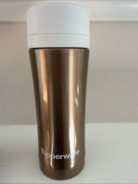 Tupperware Metallic Gold Sparkle Travel Tumbler with White Lid